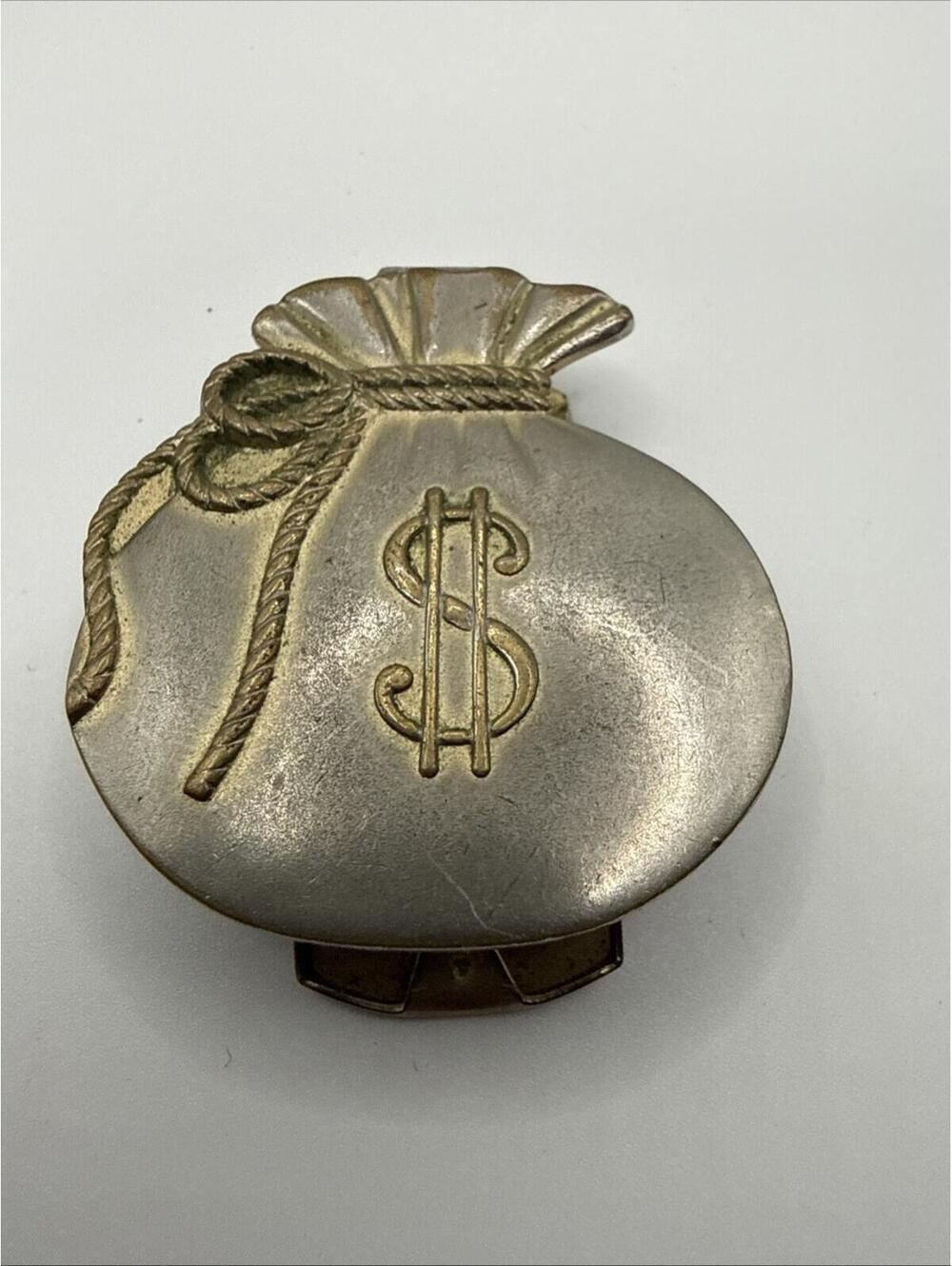 Vintage Anson Money Clip Dollar Sign & Money Bag Design Pat. Pending Signed Used